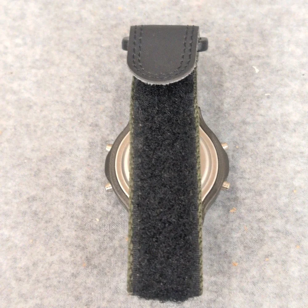 Digital Alarm Chronograph Watch with‎ Compass Green Nylon Hook and Loop Strap